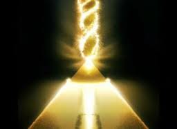 Double Helix Phi Spiral of scalar energy emanating from a pyramid.